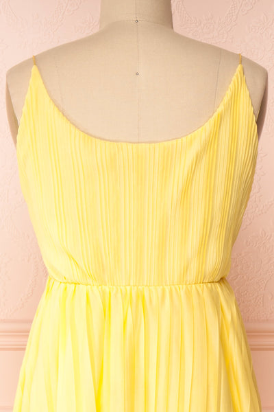 Marly Sun Yellow Sleeveless A-Line Dress | Boutique 1861 back close-up