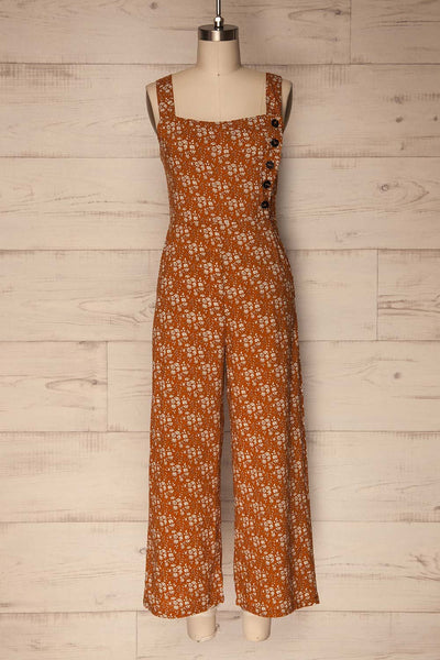Marmaron Orange Floral Button-Up Jumpsuit | Boutique 1861