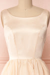 Maruela Beige A-Line Flared Midi Dress | Boutique 1861 front close-up