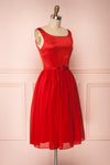 Maruela Rouge Red A-Line Flared Midi Dress | Boutique 1861 side view