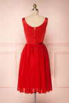 Maruela Rouge Red A-Line Flared Midi Dress | Boutique 1861 back view