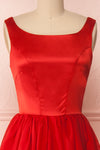 Maruela Rouge Red A-Line Flared Midi Dress | Boutique 1861 front close-up