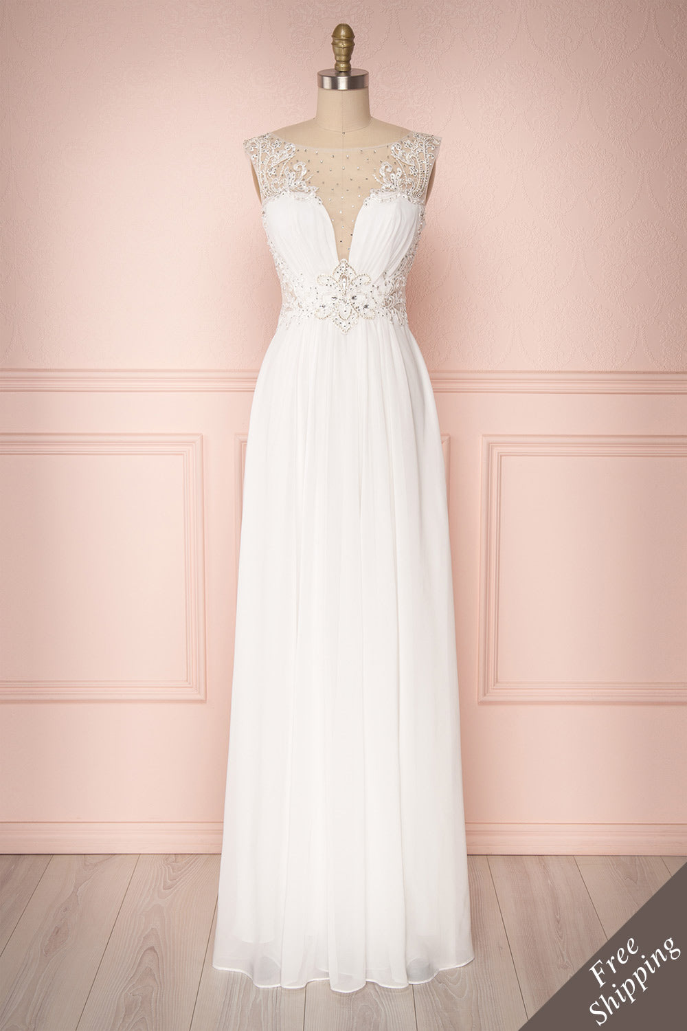 Mary Loraine White Sparkly Chiffon Bridal Dress | Boudoir 1861