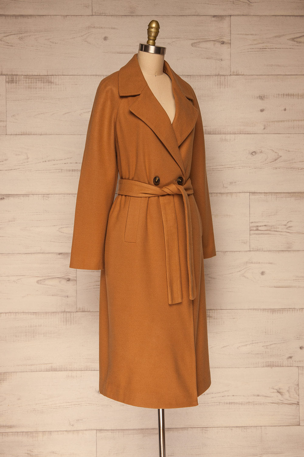 Mataro Brown Mid-Length Trench Coat | La petite garçonne side view 