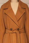 Mataro Brown Mid-Length Trench Coat | La petite garçonne front close-up