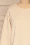 Matelica Beige Quilted Long Sleeve Sweater | La petite garçonne  front close-up