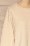 Matelica Beige Quilted Long Sleeve Sweater | La petite garçonne  side close-up