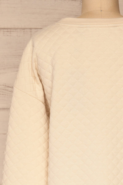 Matelica Beige Quilted Long Sleeve Sweater | La petite garçonne  back close-up