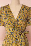 Matergabia Yellow & Blue Midi Wrap Dress | Boutique 1861 front close-up