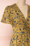 Matergabia Yellow & Blue Midi Wrap Dress | Boutique 1861 side close-up
