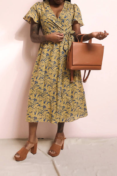 Janice Cognac Pixie Mood Faux-Leather Backpack | La Petite Garçonne on model