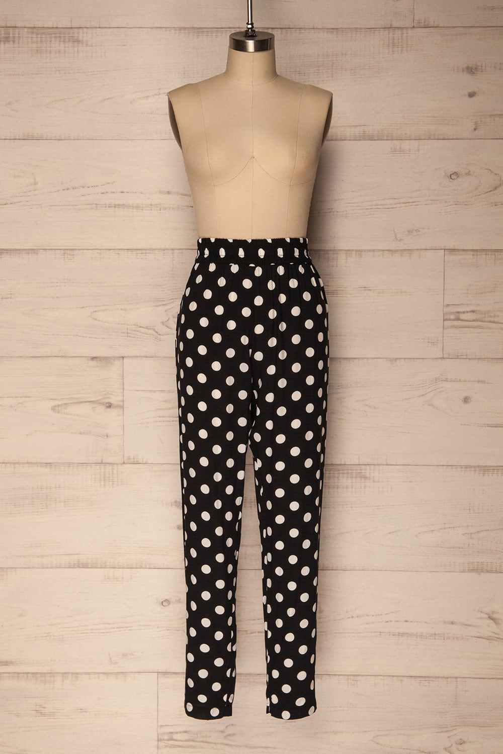 Matsko White & Black Polkadot Lightweight Pants | La Petite Garçonne