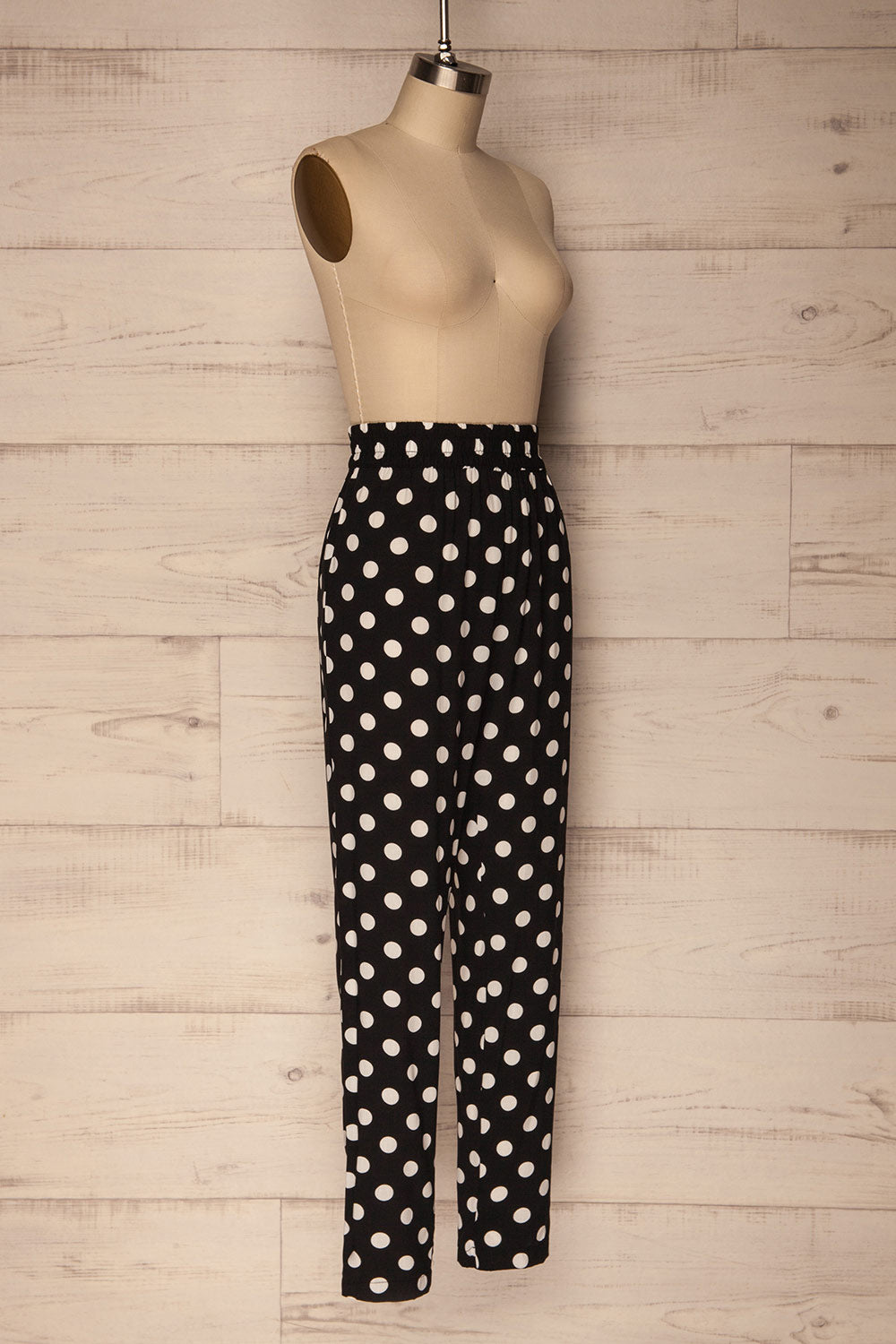 Matsko White & Black Polkadot Lightweight Pants | La Petite Garçonne