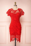 Mattea Red Crocheted Lace Fitted Cocktail Dress | Boutique 1861