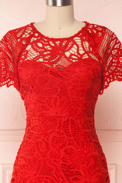 Mattea Red | Crocheted Lace Dress