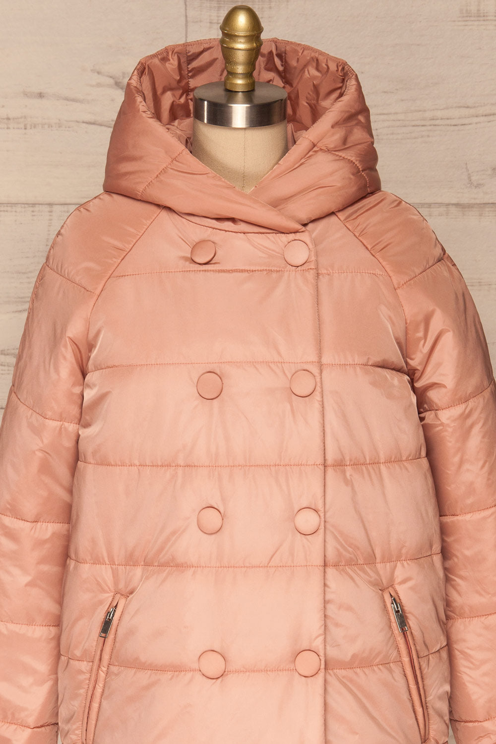 Matviy Day Pink Quilted Coat with Hood | La Petite Garçonne front close-up