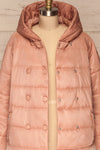 Matviy Day Pink Quilted Coat with Hood | La Petite Garçonne front close-up open
