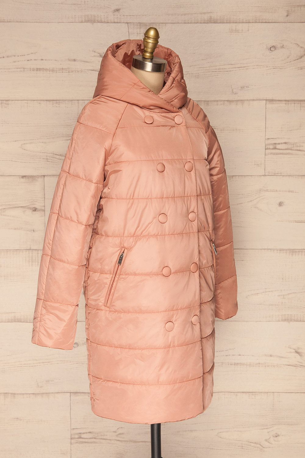 Matviy Day Pink Quilted Coat with Hood | La Petite Garçonne side view 