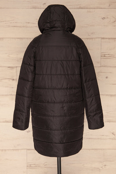 Matviy Night Black Quilted Coat with Hood | La Petite Garçonne back view hood