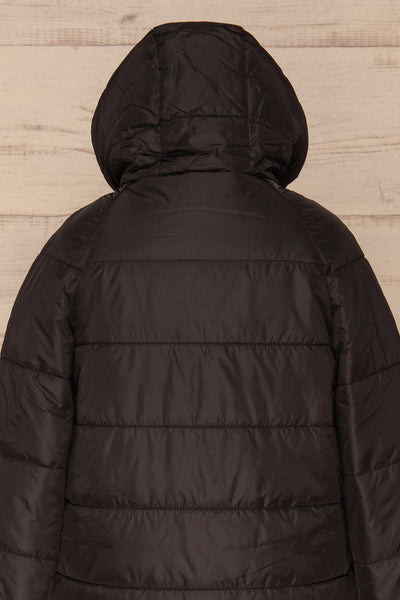 Matviy Night Black Quilted Coat with Hood | La Petite Garçonne back close-up hood