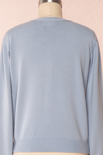 Matviyko Powder Blue Soft Knit Sweater with Pearls | Boutique 1861 back close-up