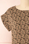 Maxandre Brown Patterned Short Sleeve Blouse | Boutique 1861 front close-up