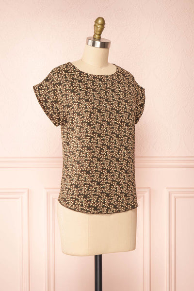 Maxandre Brown Patterned Short Sleeve Blouse | Boutique 1861 side view