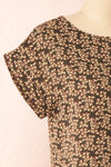 Maxandre Brown Patterned Short Sleeve Blouse | Boutique 1861 side close-up