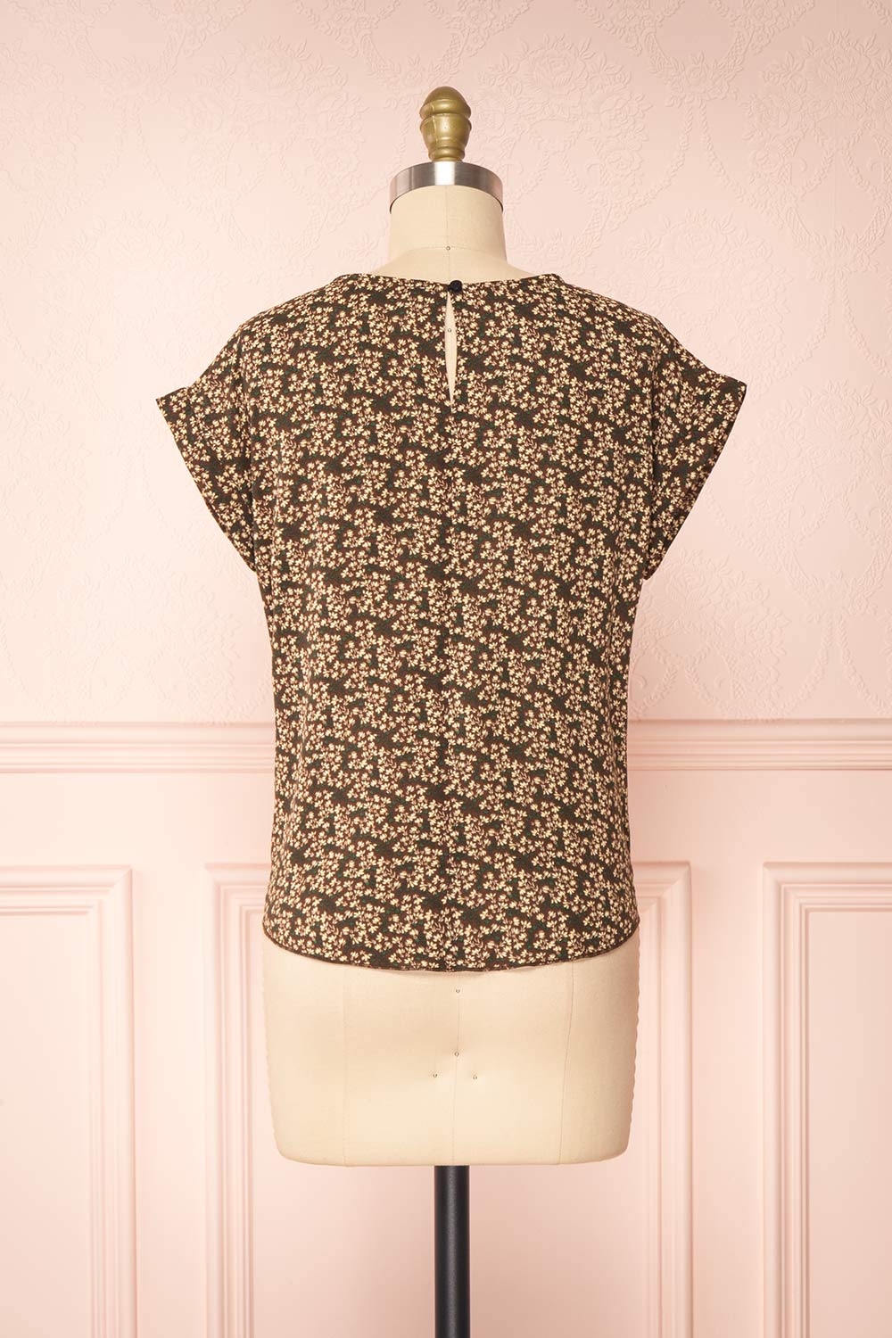 Maxandre Brown Patterned Short Sleeve Blouse | Boutique 1861 back view 