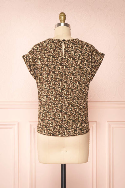 Maxandre Brown Patterned Short Sleeve Blouse | Boutique 1861 back view