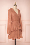Mayifa Blush Dusty Pink Polka Dot A-Line Short Dress | Boutique 1861 side view