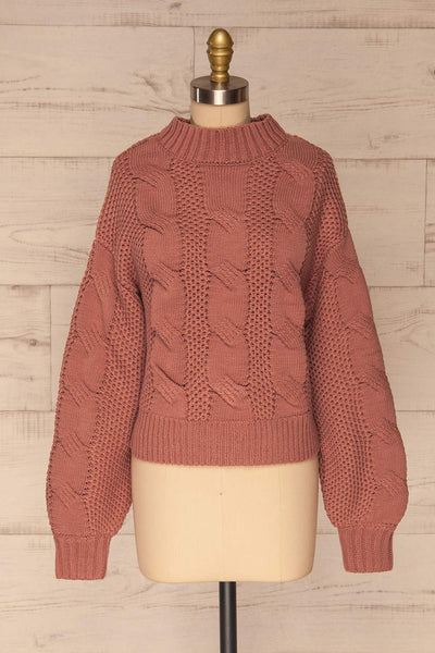 Mazowiecki Pink Cropped Knit Sweater | La petite garçonne front view