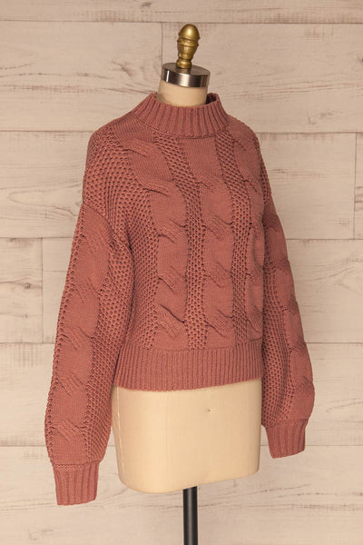 Mazowiecki Pink Cropped Knit Sweater | La petite garçonne side view