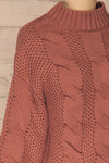 Mazowiecki Pink Cropped Knit Sweater | La petite garçonne side close-up