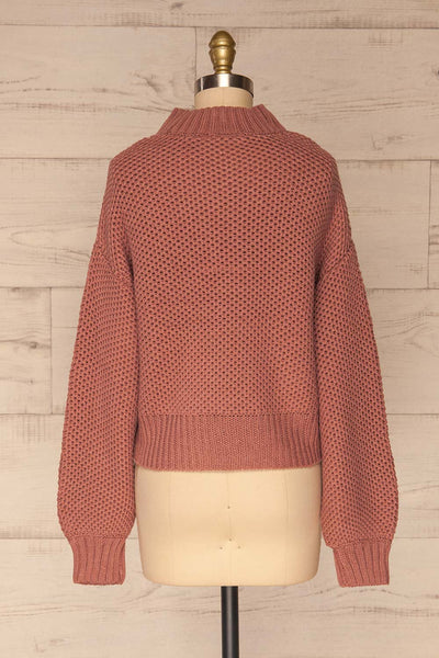 Mazowiecki Pink Cropped Knit Sweater | La petite garçonne back view