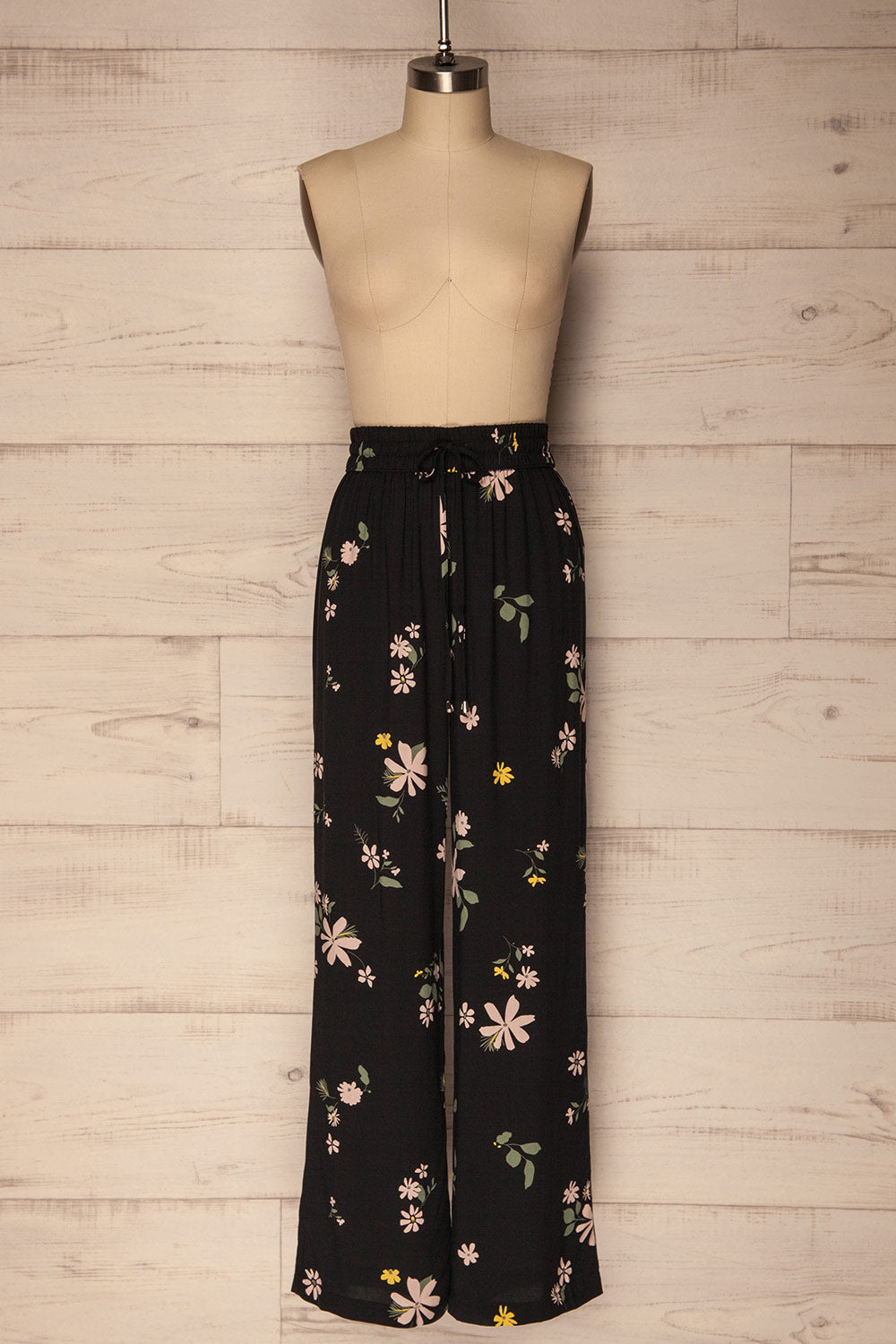 Medulin Pink & Black Floral Wide Leg Pants | La Petite Garçonne 1