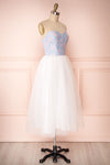 Melda Bleu White & Blue Tulle Bustier Dress | Boutique 1861 side view