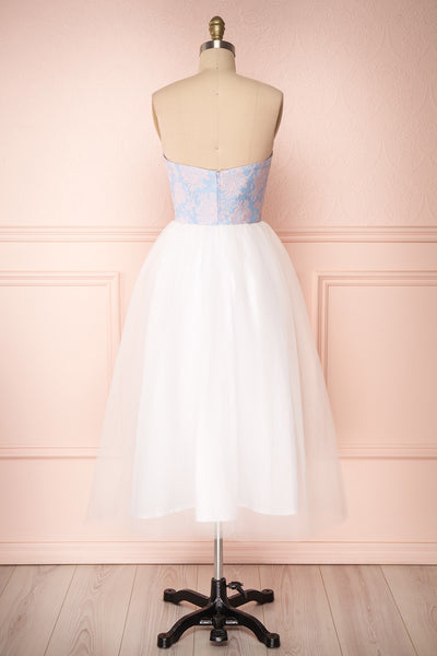 Melda Bleu White & Blue Tulle Bustier Dress | Boutique 1861 back view