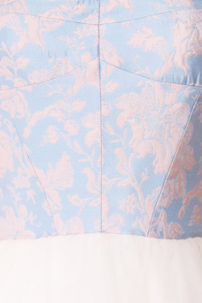Melda Bleu White & Blue Tulle Bustier Dress | Boutique 1861 fabric detail