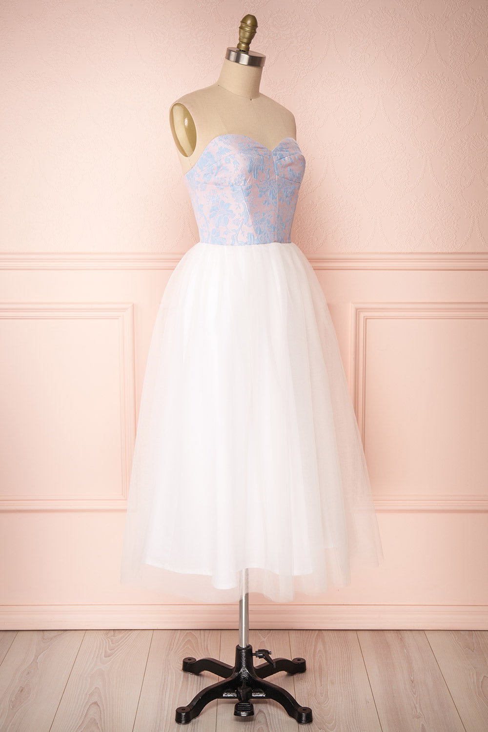 Melda Rose White & Pink Tulle Bustier Dress | Boutique 1861 side view 
