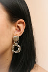 Melenki Gold Wreath Pendant Earrings | La Petite Garçonne on model