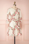 Melika White Floral 3/4 Sleeve Short Dress | Boutique 1861 side view