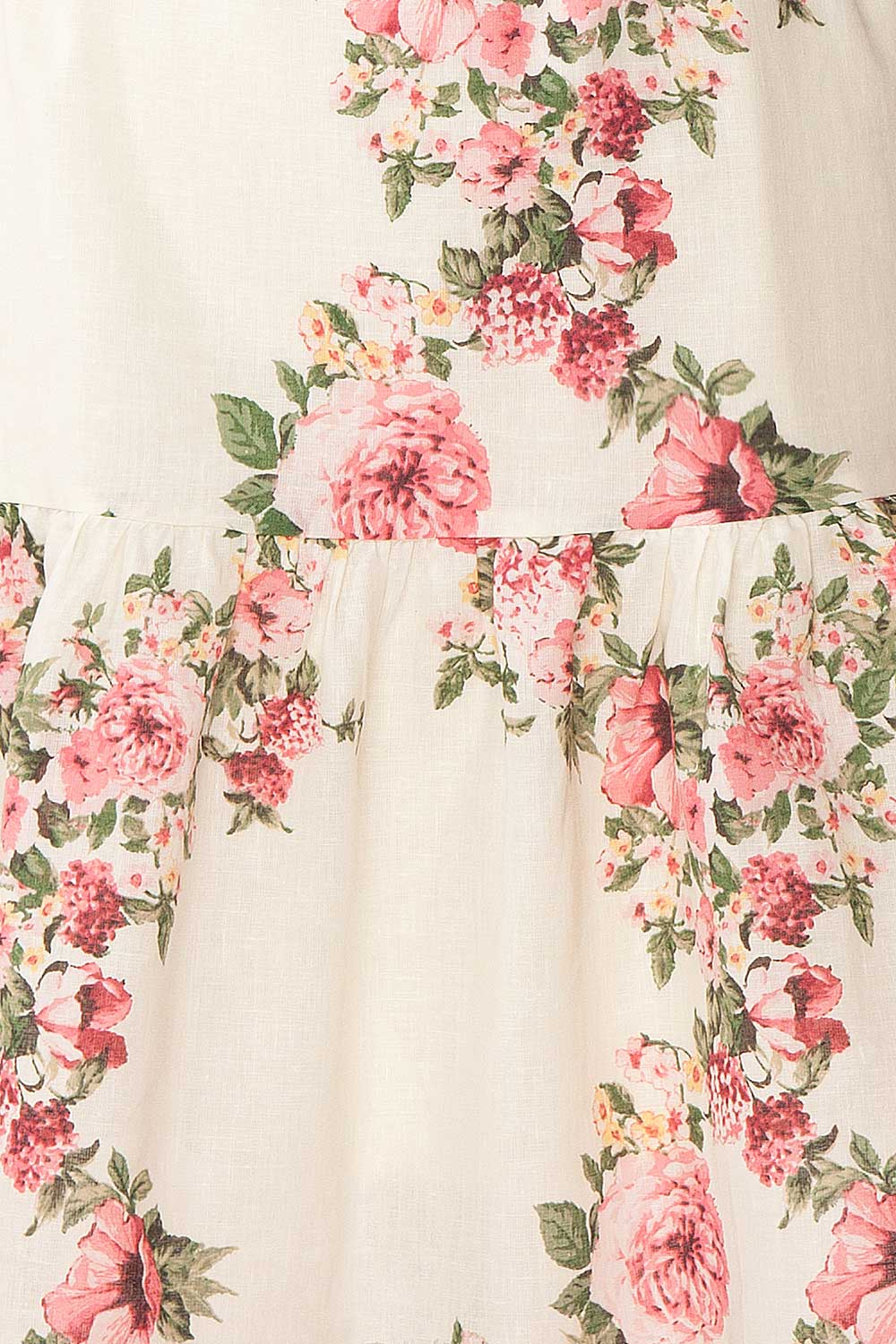 Melika White Floral 3/4 Sleeve Short Dress | Boutique 1861 fabric