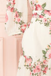 Melika White Floral 3/4 Sleeve Short Dress | Boutique 1861 sleeve
