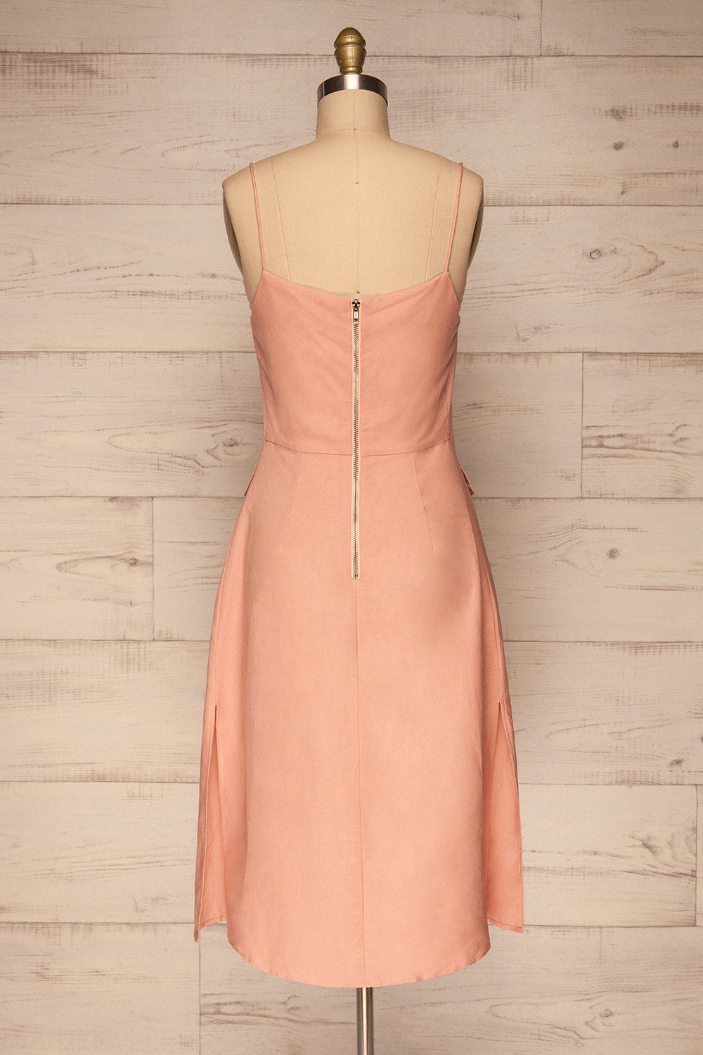 Melliena Peach Midi Dress w/ Side Slits | La petite garçonne back view