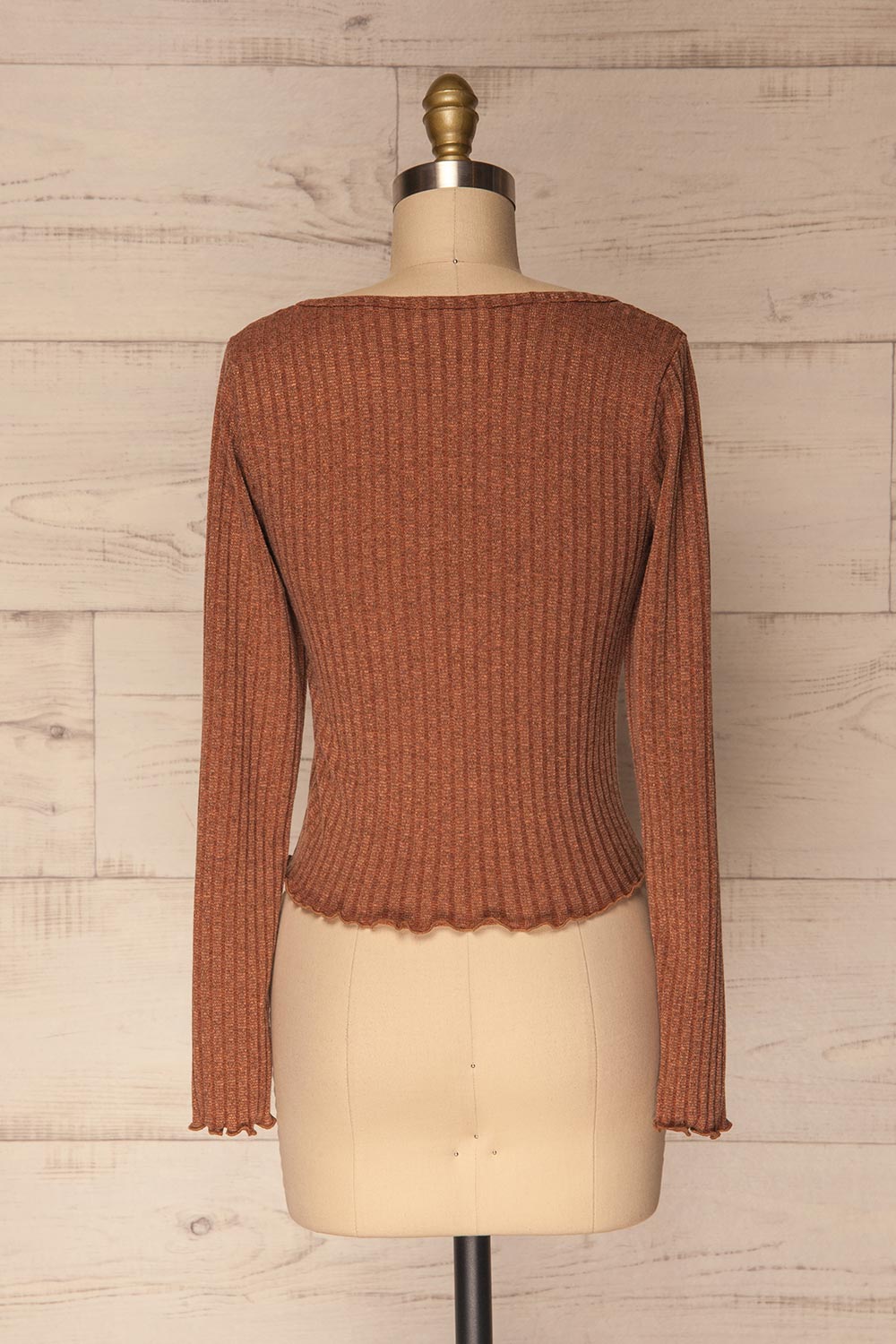 Melliar Mocha Orange Long Sleeved Ribbed Crop Top | La Petite Garçonne 5