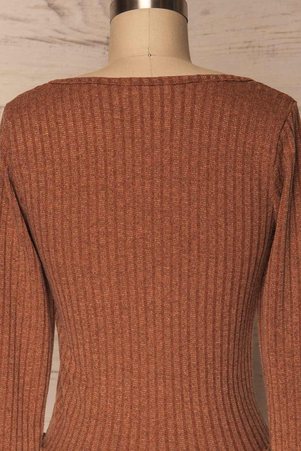 Melliar Mocha Orange Long Sleeved Ribbed Crop Top | La Petite Garçonne 6