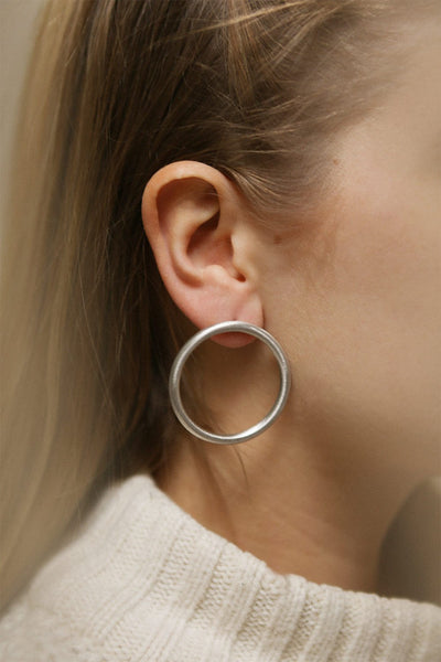 Mellifera Silver | Brushed Silver Hoop Earrings