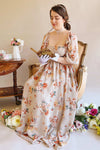 Merav Taupe Empire Waist Floral Maxi Dress | Boutique 1861 on model