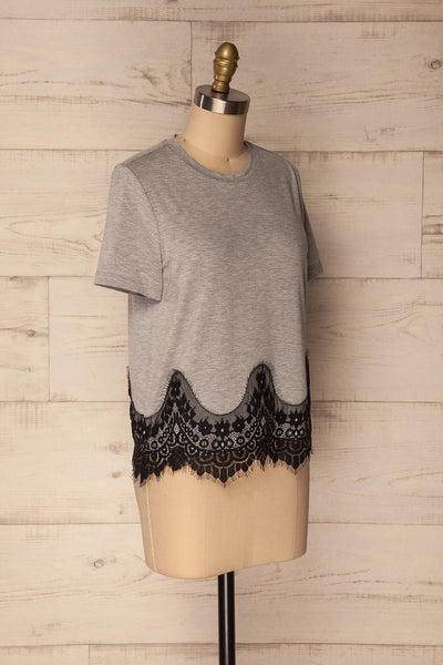 Mespelare Grey & Black T-Shirt with Lace | La Petite Garçonne 3